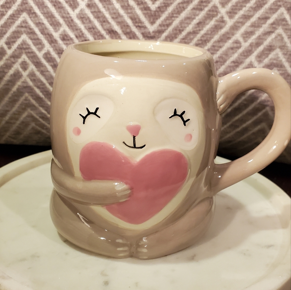 3D Sloth Heart Love Coffee Mug Boho